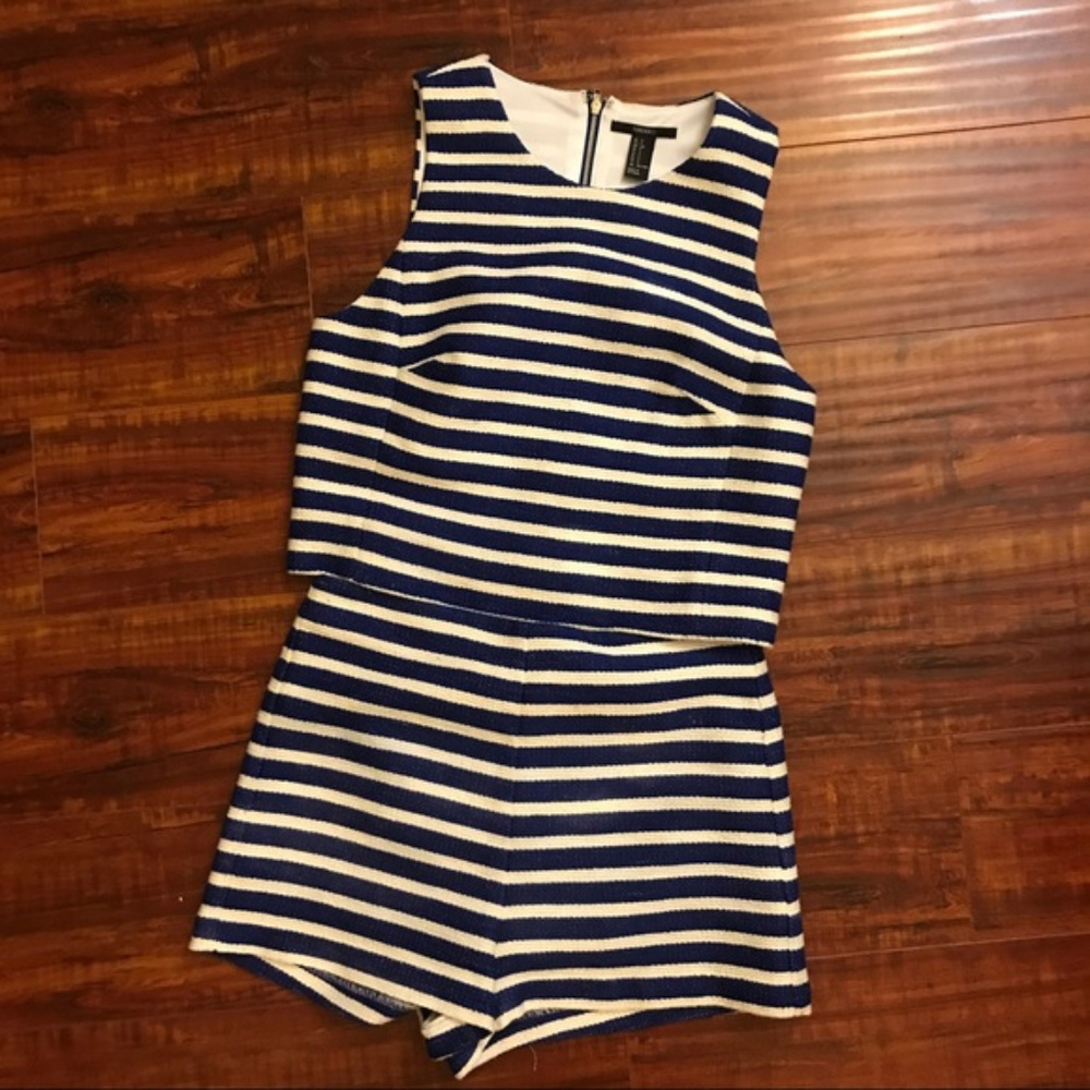 Blue and White Stripe Co-ord set - Tank & Shorts